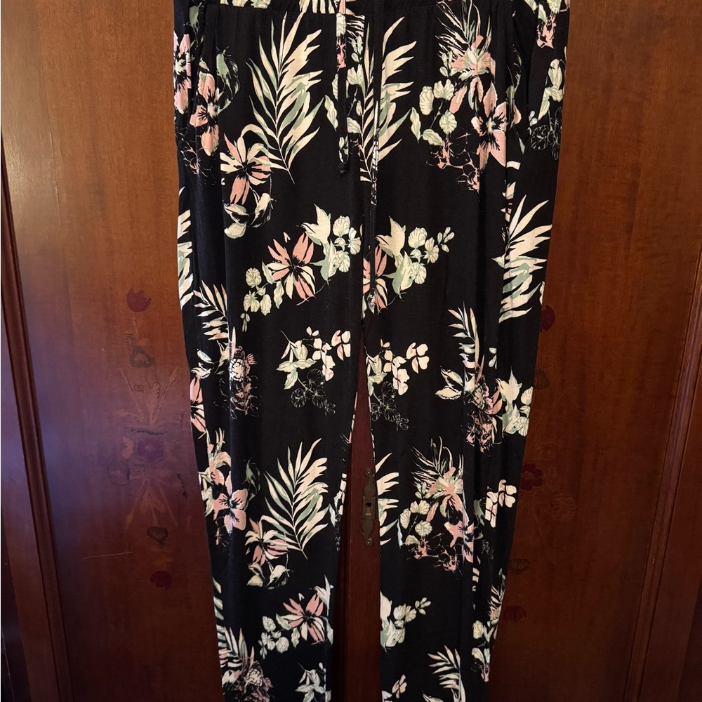 Floral Black Women's Pants